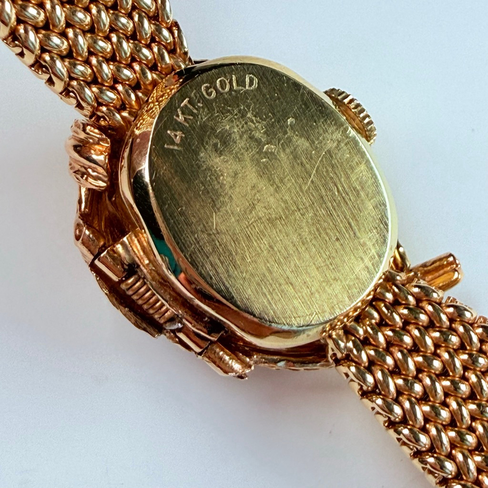 Estate 14K Solid Gold Altair Ladies Diamond Hidden Dial Bracelet Watch 1940's - Picture 11 of 16